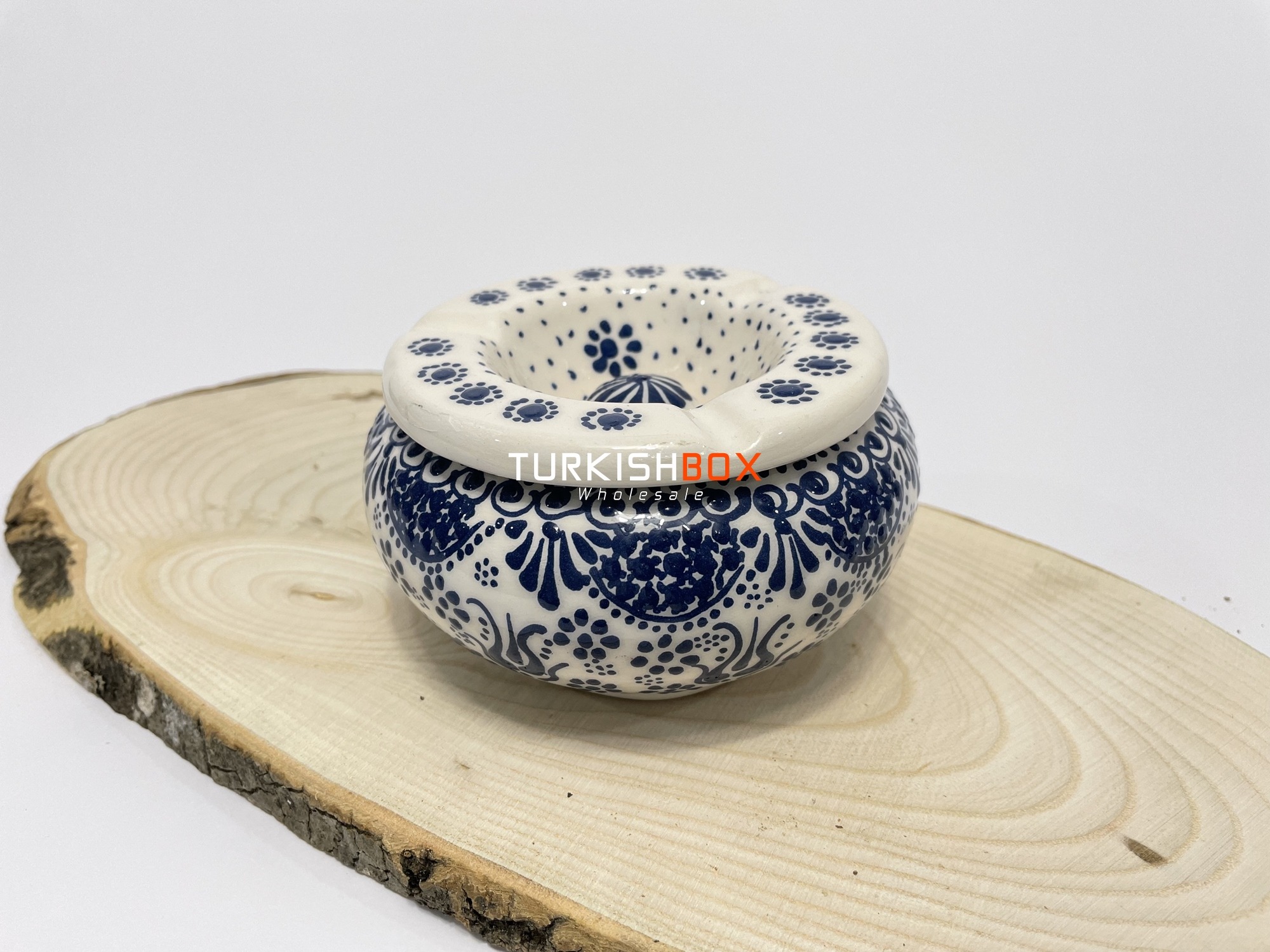 Turkish Ceramic Outdoor Ashtray with Lid