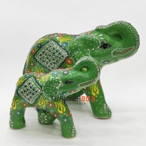 Turkish Ceramic Elephant Decor Green