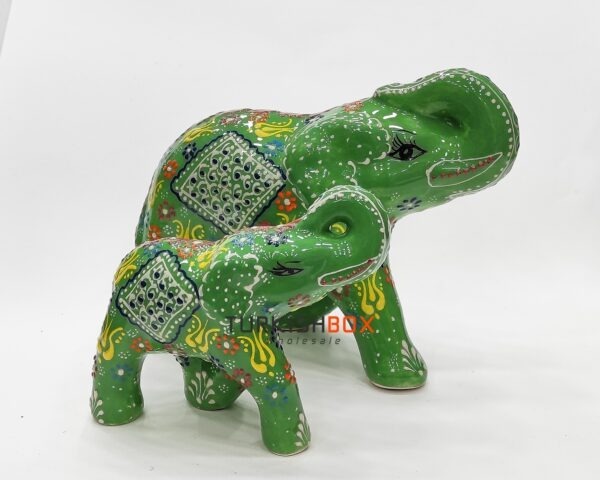 Turkish Ceramic Elephant Decor Green