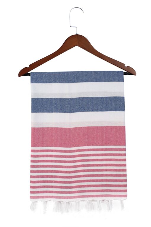 Striped Turkish Peshtemal Towel Pink Blue (1)