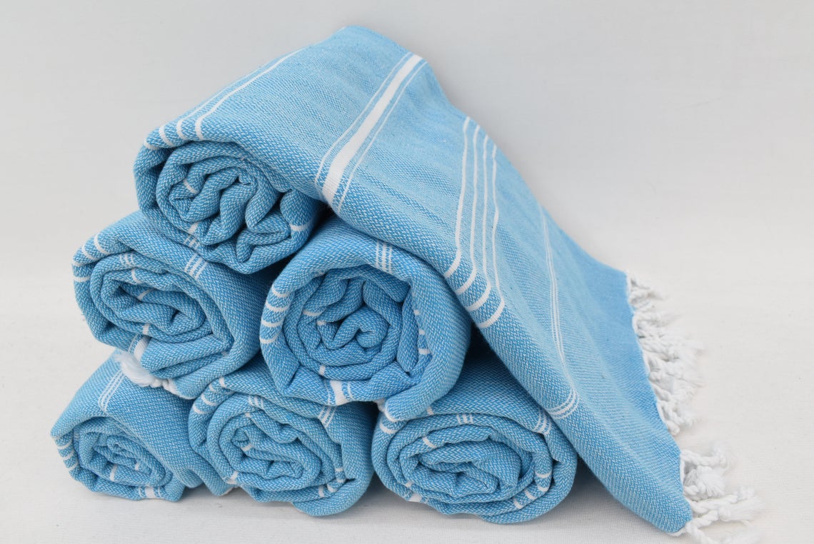 Blue Turkish Beach Towel Sultan – Puskul Textile