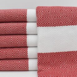 Kassatex hammam bath towel collection 100 Turkish cotton Istanbul Peshtemal Red (8)