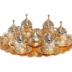 Turkish Coffee Set for 6 Roxolena Collection Shiny Gold