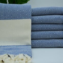 Turkish Cotton Bath Towels Istanbul Peshtemal Blue (6)