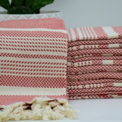 Turkish T Hammam Towels Angora Peshtemal Red (1)