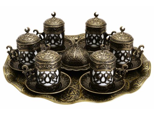 Antique Green Queen Collection Turkish Coffee Set for 6