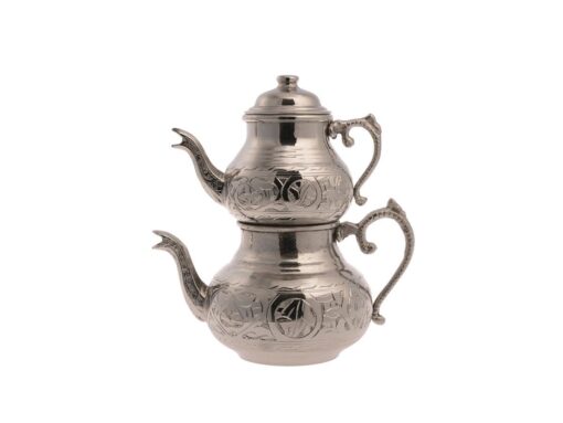 Copper Turkish Tea Pot Shiny Silver Small