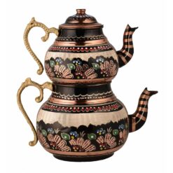 Embroidered Copper Turkish Tea Pot Medium