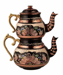 Embroidered Copper Turkish Tea Pot Small