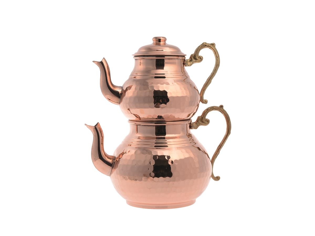 2 Sizes Turkish Handmade Copper Teapot Set Samovar Double kettle Çaydanlik 