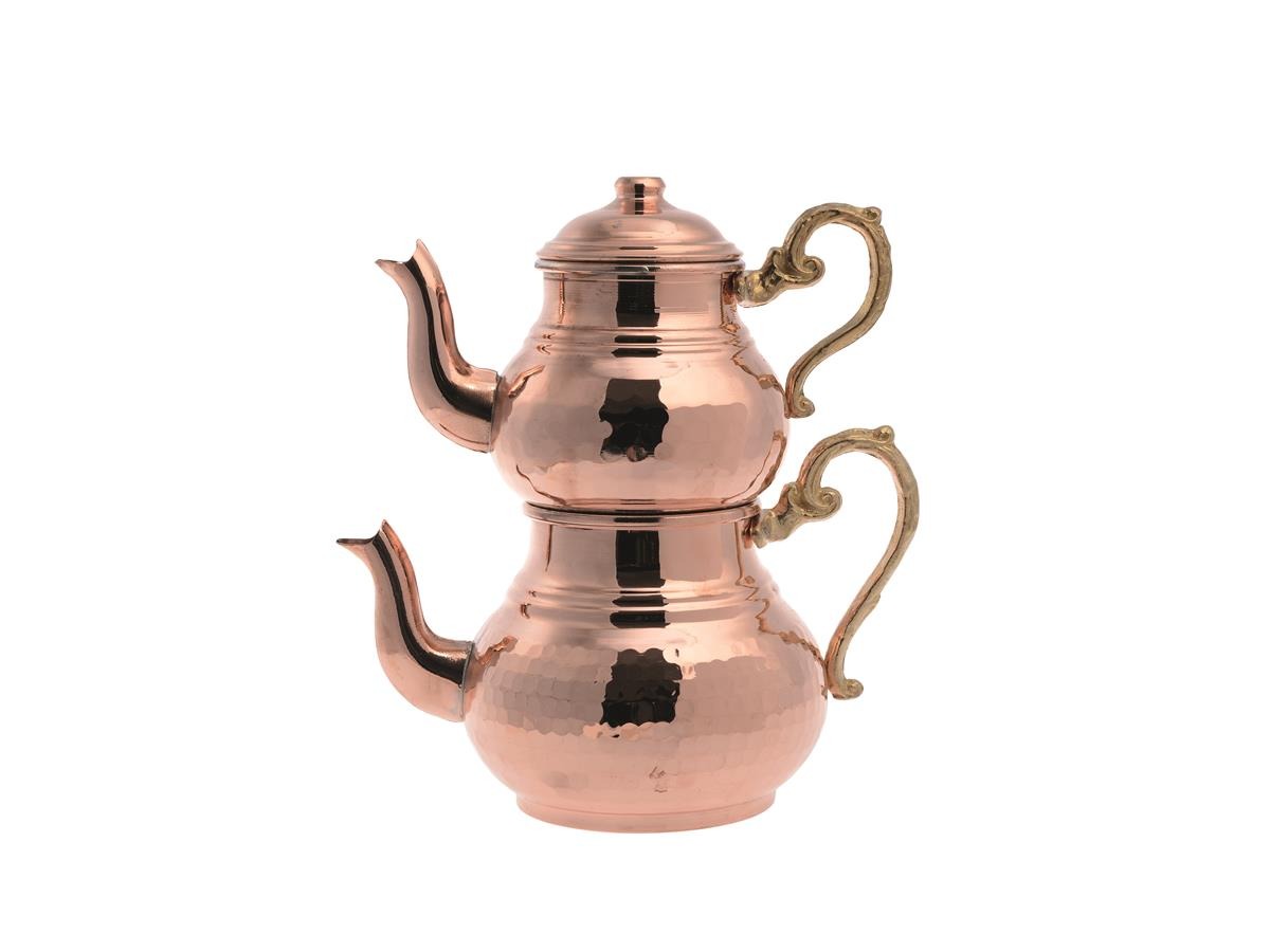 Turkish Handmade Tea Pot Set Copper Hammered Traditional Kettle