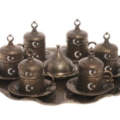 Moonstar Collection Turkish Coffee Set for 6 Antique Green