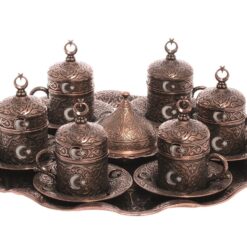Moonstar Collection Turkish Coffee Set for 6 Dark Copper