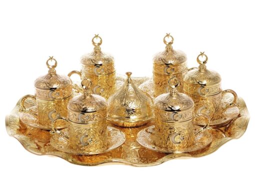 Moonstar Collection Turkish Coffee Set for 6 Shiny Gold
