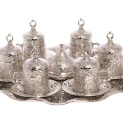 Moonstar Collection Turkish Coffee Set for 6 Shiny Silver