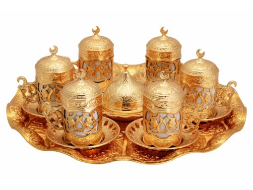 Shiny Gold Queen Collection Turkish Coffee Set for 6