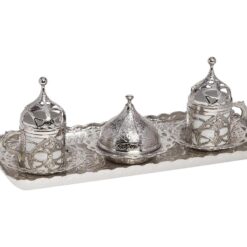 Shiny Silver Roxolena Collection Turkish Coffee Set for 2