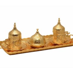 Tulip Collection Shiny Gold Turkish Coffee Set for 2