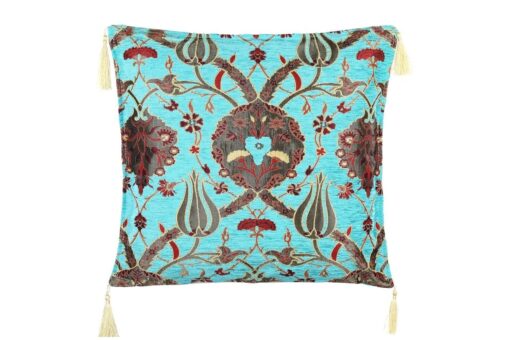 Turkish Cushion Cover Tile Tulip Desing Turquoise