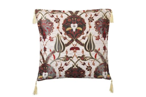 Turkish Cushion Cover Tile Tulip Desing White