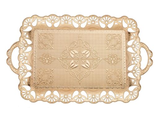 Lacey Colletion Decorative Coffee Tea Tray Shiny Gold