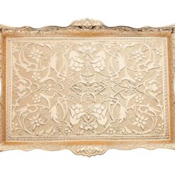 Shiny Gold Decorative Tray Square Floral