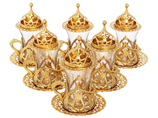 Turkish Tea Cups Tulip Collection Shiny Gold