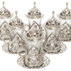 Turkish Tea Cups Tulip Collection Shiny Silver