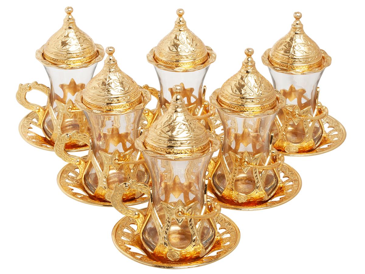 6x Gold Color Arabic Tea Glasses Set With Saucers - AliExpress