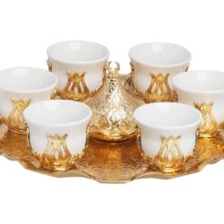 Shiny Gold Turkish Mirra Coffee Set for 6