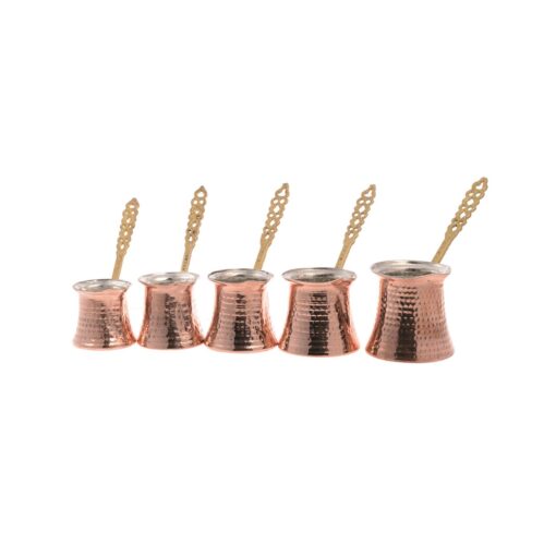 Copper Turkish Coffee Pot Set Brass Handle