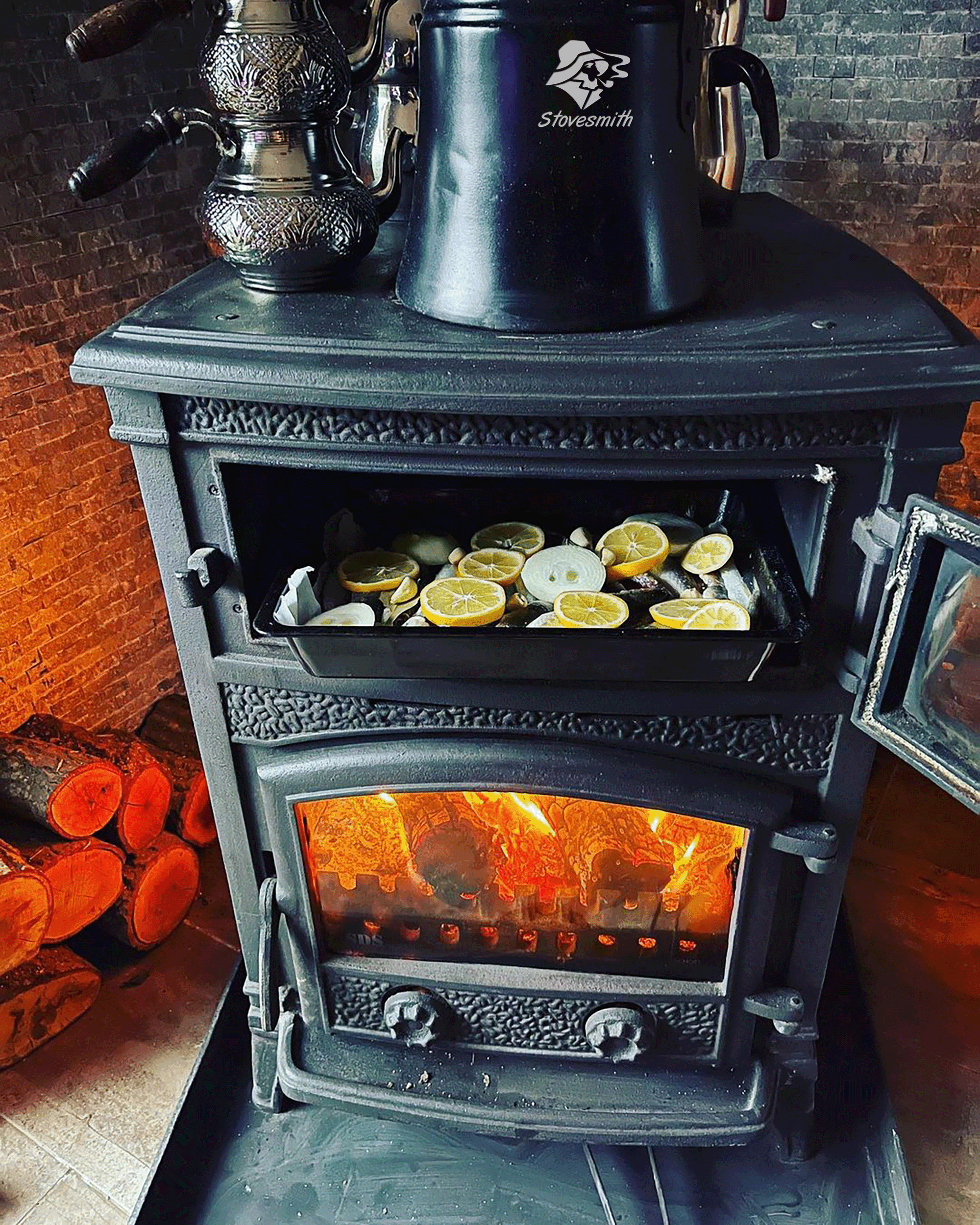  Cast Iron Stove with Oven, Cast Iron Fireplace, Baking Stove  Cooker Stove Warming Stove, Tiny House Stove Cabin Stove